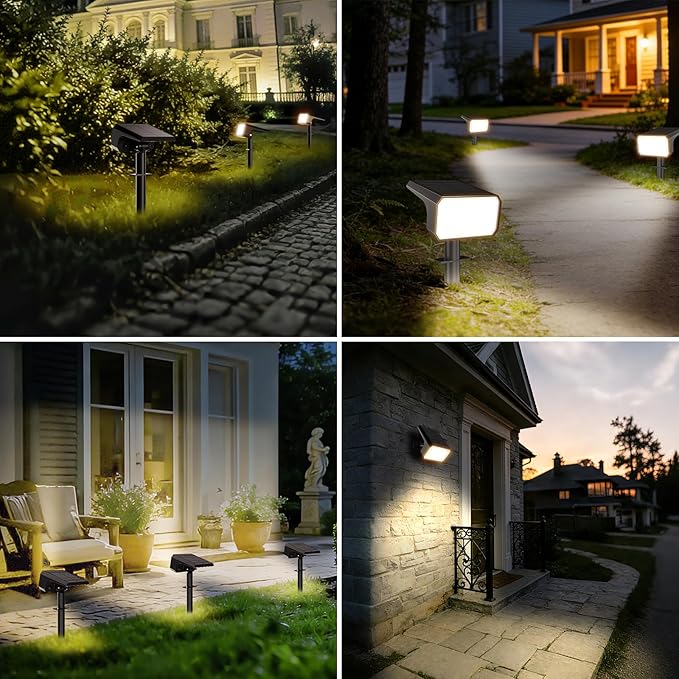Fabrito 8 Pack Solar Spot Lights Outdoor Waterproof IP67, [108 LEDs, 4 Modes] Dusk to Dawn Spotlights with 1500mAh Battery for All Night, Landscape Lights for Tree, Yard, Pool, Pathway, Warm White Fabrito