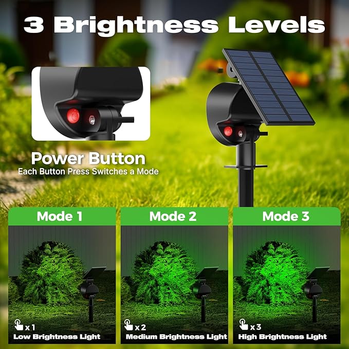 nipify 2 Pack Solar Spot Lights Outdoor Waterproof, Solar Spotlight Light for Outside Yard Landscape Lighting Pathway Lights Wall Auto On/Off, Green Nipify