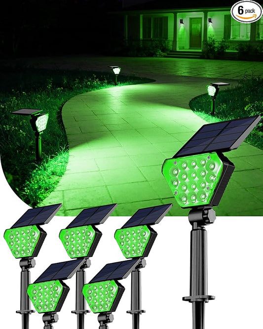 T-SUN Solar Lights Outdoor Waterproof IP65, 6Pack LED Solar Spot Lights Color Changing IP65 Waterproof Smart Auto On/Off for Outside Landscape Garden Yard Lawn Pathway Patio Driveway T-SUN