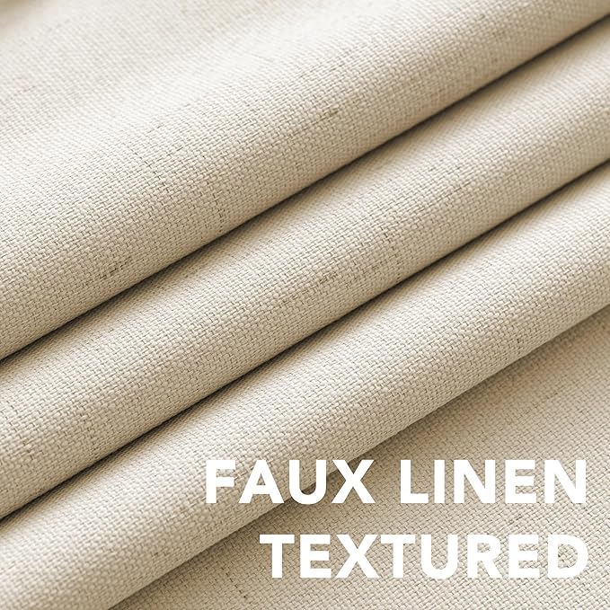 H.VERSAILTEX 100% Blackout Curtains for Bedroom Thermal Insulated Linen Textured Curtains Heat and Full Light Blocking Drapes Living Room Curtains 2 Panel Sets, Bleached Sand, 42x63 Inch HVERSAILTEX