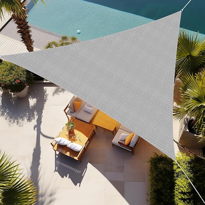 Shade&Beyond Triangle Sun Shade Sail 16'X16'X16' Permeable Canopy Light Grey for Patio Garden Yard Deck Pergola (We Make Custom Size) ShadeBeyond