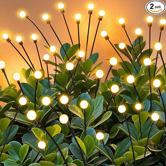Solar Firefly Lights 16 LED Swaying Outdoor Waterproof Decorative Lights for Yard Patio Pathway Lawn Decorations (2 Pack, 8 Heads) ZFNN