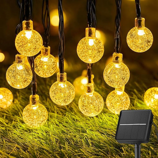 Solar String Lights Outdoor 60 LED 36FT with 8 Lighting Modes, Waterproof Solar Powered Crystal Globe Patio Lights for Garden Yard Porch Wedding Party Decor (Warm White) Brightown