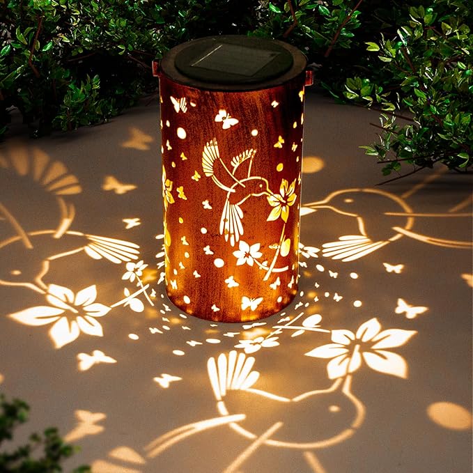Solar Lanterns Outdoor Waterproof Hummingbirds Birthday Gifts for Women Mom Grandma Garden Decor Metal Hanging LED Decorative Light for Patio Yard Lawn Backyard Front Porch Gardening Gifts DIBIEECN