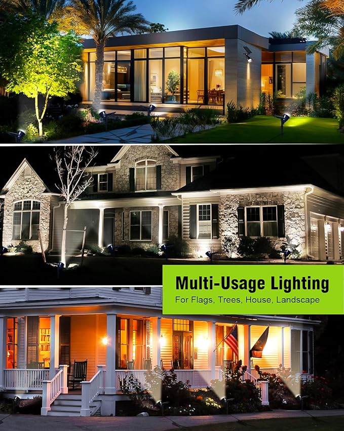 Solar Spot Lights Outdoor, 18 LED Bright Solar Powered Lights Outdoor Waterproof IP65 with 2 Modes Auto On/Off Landspace Flood Light for Flag Pole Palm Tree Sign Statue Garden Yard Patio (2 Pack) OSORD