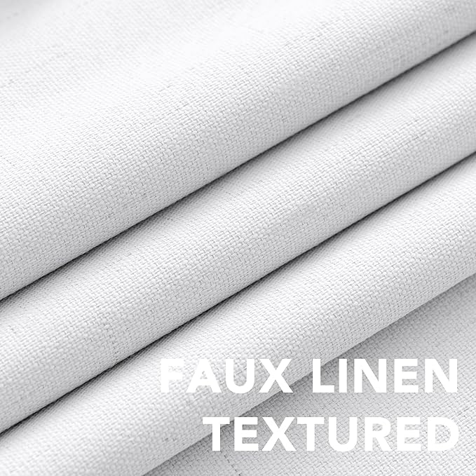H.VERSAILTEX 100% Blackout Curtains for Bedroom Thermal Insulated Linen Textured Curtains Heat and Full Light Blocking Drapes Living Room Curtains 2 Panel Sets, 52x54 - Inch, Pure White HVERSAILTEX