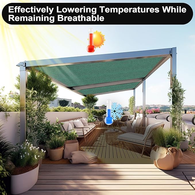 Artpuch 90% Sun Shade Cloth, 12 x 16 FT Pergola Shade Cover Canopy with Grommets, Sun Screen Fabric Tarp for Patio, Outdoor, Garden, Backyard, Green Artpuch