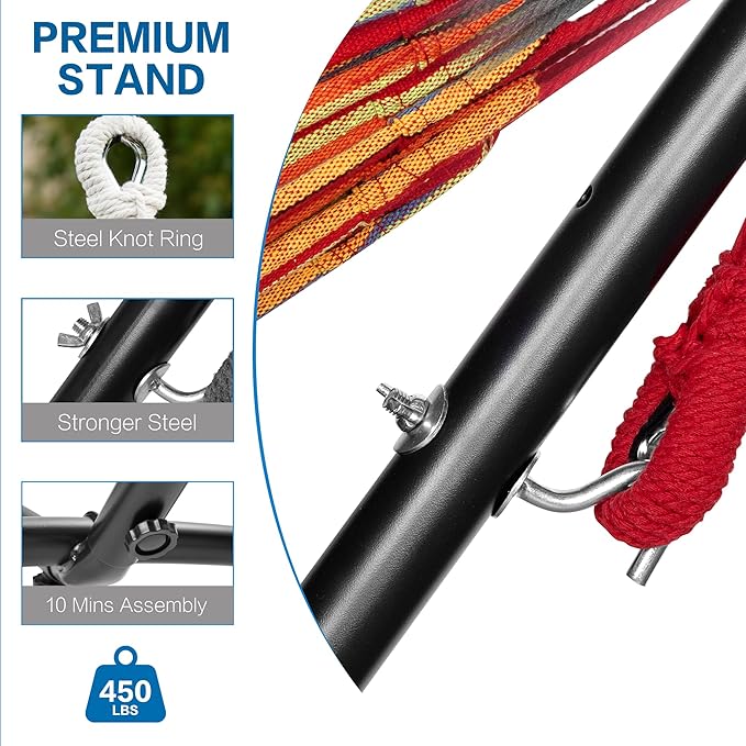 PNAEUT Hammocks and Stand Double (Red) PNAEUT