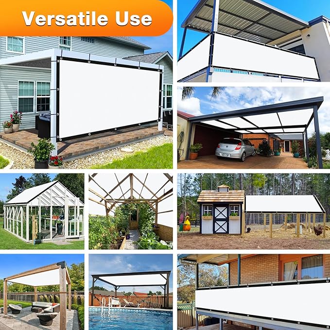 Artpuch Outdoor Pergola Shade Cover 6' X 6' Sun Shade Cloth with Grommets, 90% UV Protection Canopy Patio Privacy Screen (Customized Available) GN107, White Artpuch