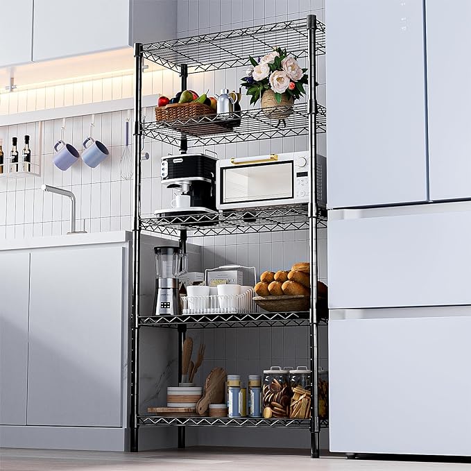 1250 lbs Storage Shelving Utility Shelving Unit 5-Tier Utility Shelving Unit Steel Organizer Wire Rack for Home,Kitchen,Office (13.7" D x 23.6" W x 62.4" H) MEIGAOPLASTICANDMETALHKCOLIMITED