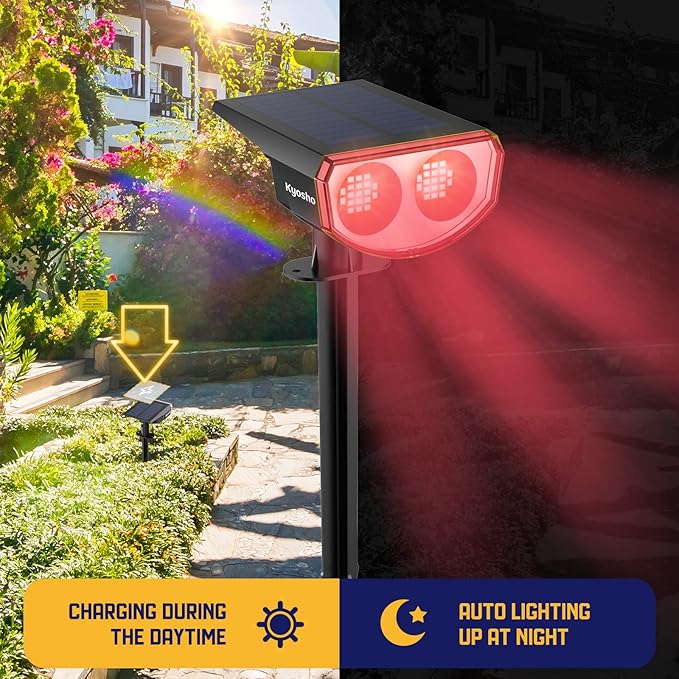 Kyosho Solar Color Spot Lights Outdoor, 9 Lighting Modes Halloween Christmas Lights, 38 LEDs Color Changing Waterproof RGBW Multicolor Tree Pool Solar Spotlight, 2 Pack Kyosho