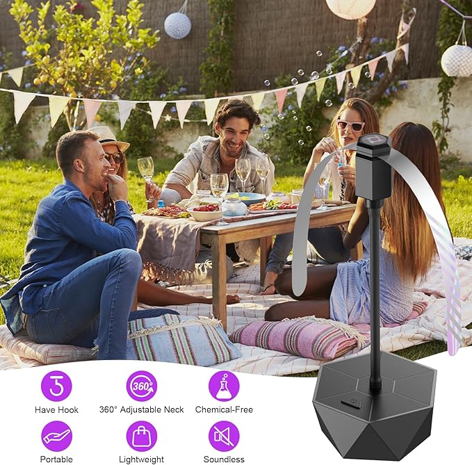 Fly Fans for Tables, Fly Repellent Fan Outdoor Indoor Keep Flies Away, Fly Repellent Fans for Tables with Holographic Blades for Picnic, Party, Restaurant, Kitchen, and BBQ, 4 Pack Black PIMAG