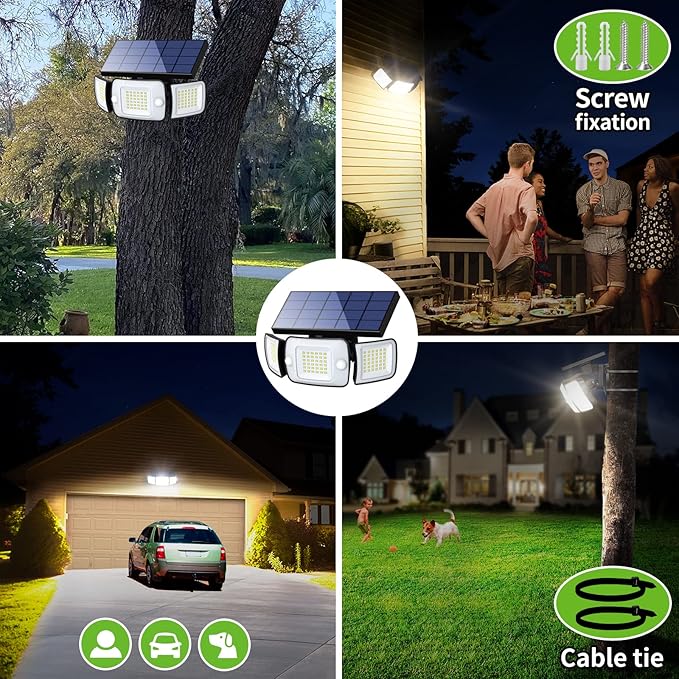 intelamp Solar Outdoor Lights,6000mAh Motion Sensor with Dual Sensors,Waterproof Solar Flood Lights 270°Wide Angle for Outside with 3 Modes IntelampSolarLightingArtist
