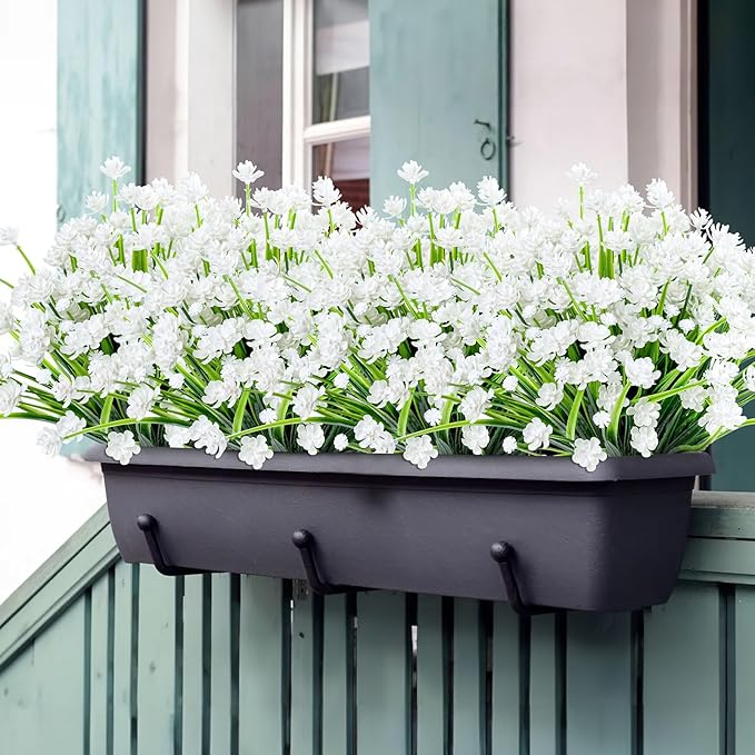 AGIRL 12 Bundles Artificial Flowers for Outdoor,No Fade Fake Plastic Flowers Faux Plants for Decoration Hanging Planters Indoor Outside Garden Porch Window Box Home Wedding Farmhouse AGIRL