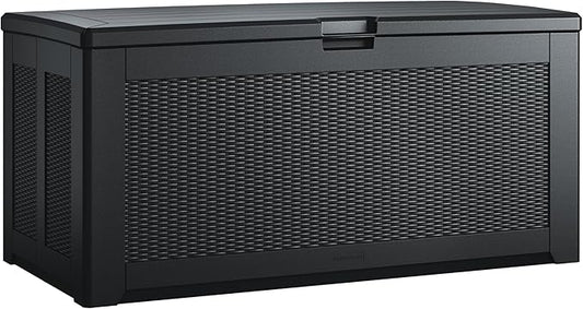 Rubbermaid Extra Large Resin Outdoor Storage Deck Box (134 Gal), Weather Resistant, Black, Deck Organization for Home/Backyard/Pool Chemicals/Toys/Garden Tools/Porch/Patio Cushions Rubbermaid