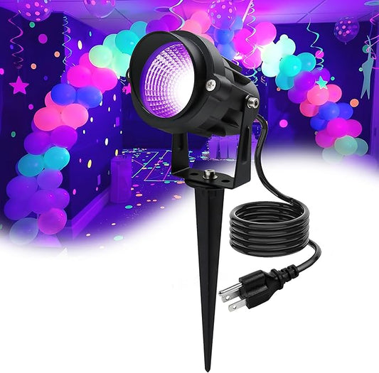 Halloween Outdoor Blacklight Spotlight,12W Outdoor Black Lights for Glow Party,Purple LED Landscape Lighting for Yard Garden Poster Bar Decoration,1Pack Qeeanmo