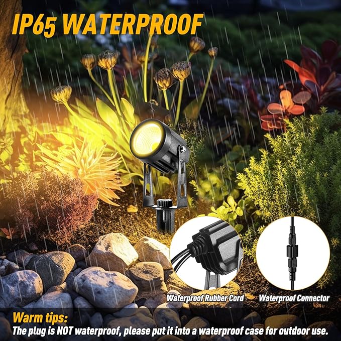 ECOWHO Low Voltage Landscape Lighting, 12V Outdoor Landscape Lights LED Spot Lights Plug-in IP65 Waterproof Garden Lights for House Yard Path (Extendable to 8 or 10 Lights, 6 Pack, 69ft, Warm White) ECOWHO