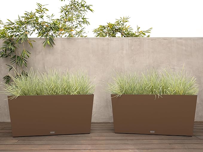 Veradek Pure Series Midori Trough Planter - Large Rectangular Planter for Indoor or Outdoor Deck/Porch | Durable All-Weather Use with Drainage Holes | Modern Decor for Shrubs, Flowers, Small Plants VeradekOutdoor