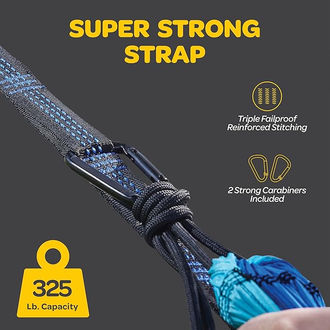 Durable Hammock 400 lb Capacity, Nylon Camping Hammock Chair - Double or Single Sizes w/Tree Straps and Attached Carry Bag - Portable for Travel/Backpacking/Beach/Backyard (Medium, Fuchsia & Sky Blue) Sewanta