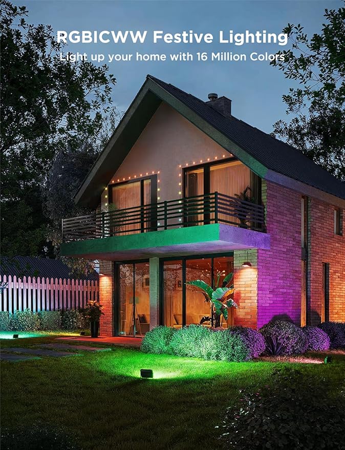 Govee Outdoor Flood Lights 2, RGBIC Warm Cold White LED Lights for Outdoor Decorations, 50 Scene Modes, Landscape Lighting, Upgraded IP66 with App Control, Wired 6 Pack Govee