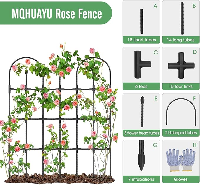 Trellis for Climbing Plants Outdoor,47.2" H Garden Trellis,Rustproof Garden Arch Trellis Cucumber Tomato Support Structure for Raised Bed MQHUAYU