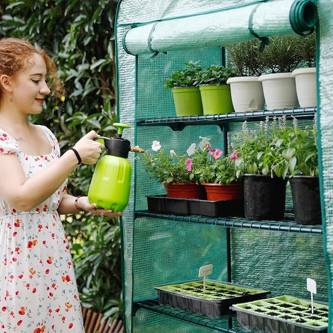 Worth Garden 50% Extra Wide Mini Greenhouse 5 Tier Portable Plant Green House 40in Wide -Sturdy Gardening Shelves with PE Cover & Roll-Up Zipper Door - Indoor & Outdoor Use - 19″W. x 40″L. x75″H. WORTH