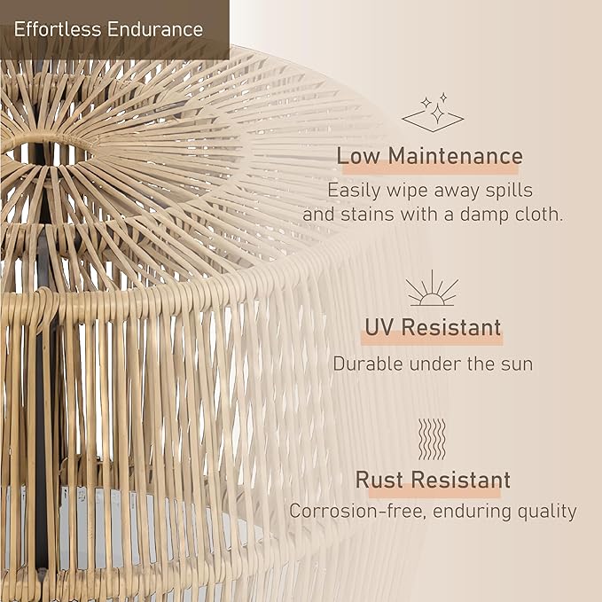 Furniture of America Ysar Boho Rattan Round Coffee Table Outdoor with Metal Frame, All-Weather and Rust Resistant, Handcrafted Coastal Furniture for Patio, Poolside, Garden, Yard, Natural Brown FurnitureofAmerica
