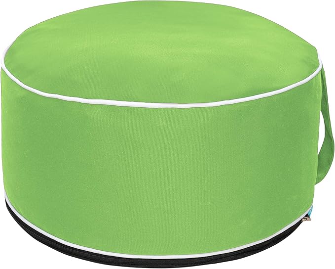 QILLOWAY Indoor/Outdoor Inflatable Stool,Round Ottoman,All Weather Foot Rest for Camping or Home,Green QILLOWAY