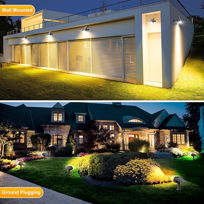 Fabrito 72 LEDs Solar Spot Lights Outdoor Waterproof, 3 Modes Landscape Spotlights, Dusk to Dawn Solar Powered Flood Wall Lights for Outside, Solar Garden Lights for Yard Porch 10 Pack (Warm White) Fabrito