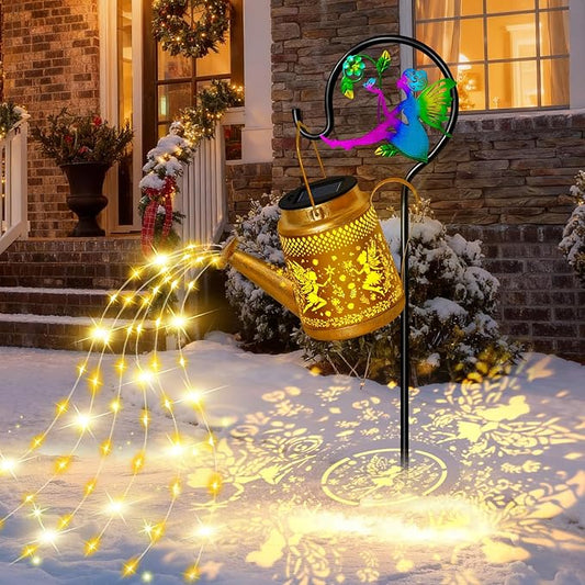 Solar Watering Can Lights Outdoor Garden Decor, Large Fairy Hanging Lantern with Shepherd Hook, Waterproof Garden Lights for Outdoor Yard, Gifts for Mom Grandma Mothers Day Christmas Gifts OSTRITEC