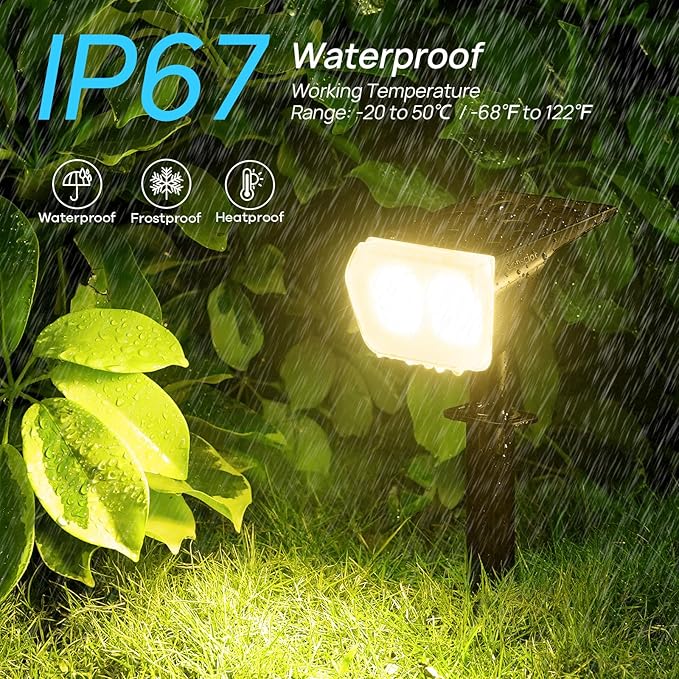 Consciot Solar Spot Lights Outdoor Waterproof, 24 LED Dusk-to-Dawn Solar Spotlight, 2 in 1 Adjustable Wall Lights, Warm White Solar Landscape Spotlights for Garden Yard Wall Walkway, 2 Pack Consciot