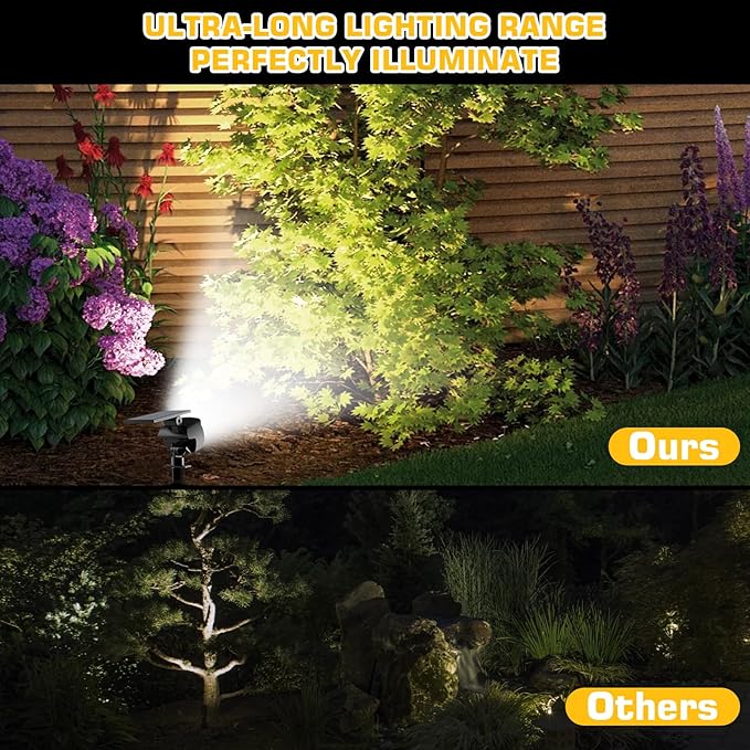 Kaxiida Solar Lights Outdoor Waterproof - 2025 Upgrade 3 Level Ultra Bright Spot Lights Uplights, LED Landscape Spotlight for Tree, Pathway, Wall, Adjustable Solar Panel Auto On/Off Home