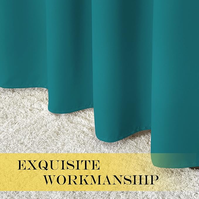 NICETOWN Patio Blackout Curtain Panels - Extra Wide Sliding Door Thermal Insulated Drape, Privacy Room Divider Curtain for Bedroom Office (Peacock Teal, 66 x 118 Inch Long) NICETOWN