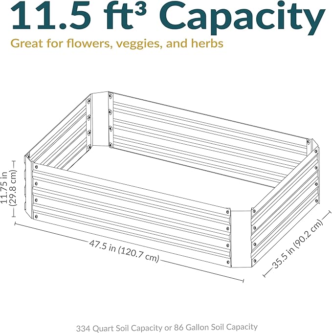 Sunnydaze 11.75" H Raised Metal Garden Bed - Galvanized Raised Garden Bed Outdoor for Vegetables and Flowers - Silver - 4' x 3' Rectangle SunnydazeDecor