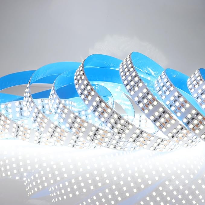 16.4ft SMD 2835 White LED Strip Lights 12V 1800 LEDs Triple Row Daylight White 6000K Dimmable LED Flexible LED Tape Lights for Home, Bed, Kitchen Decor(Non-Waterproof IP20) LEDENET