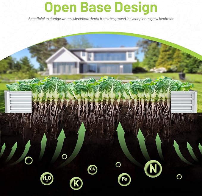 2PCS 6x3x1FT Galvanized Raised Garden Bed, Galvanized Planter Raised Garden Boxes Outdoor, Large Metal Raised Garden Beds for Vegetables-Silver AyenGuard