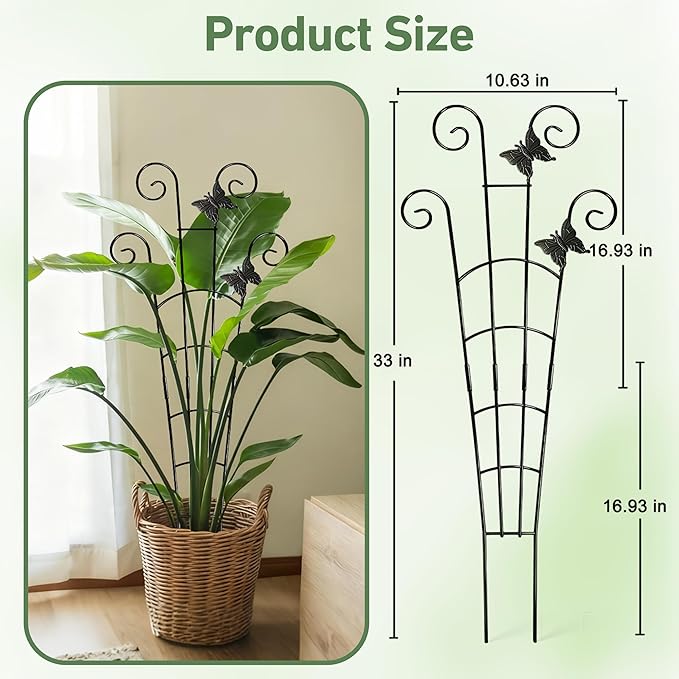 30'' Larger Plant Trellis Indoor, Expandable Metal Trellis for Climbing Plants Indoor, House Plant Climbing Support for Monstera Hoya Pothos, 4P Xeeol
