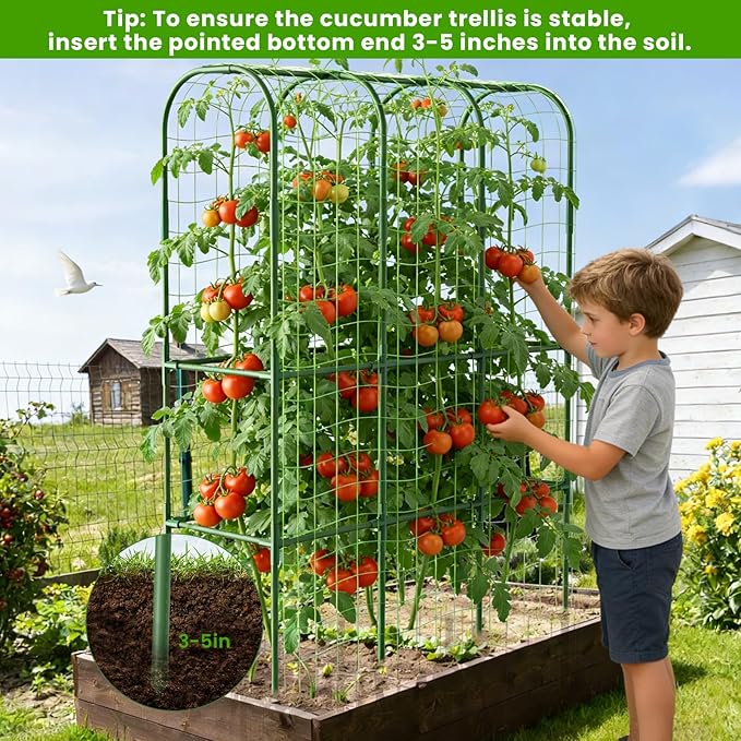 65in Tall Cucumber Trellis for Raised Bed, 50" L x 65" H Metal Garden Trellis for Climbing Plants Outdoor, U-Shape Vegetables Trellis Support for Squash Zucchini Peas Grape ZPMOCKAQ