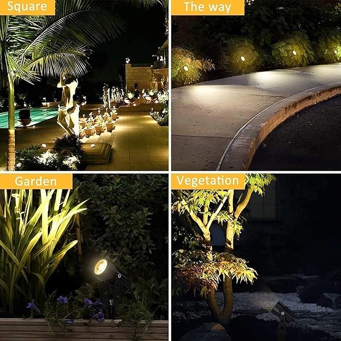 Svater Low Voltage Landscape Lighting Outdoor, 3W 250 LM Plug-in Outdoor Spotlights with Transformer for House Yard Pathway, 3000K Warm White Spot Lights IP65 Waterproof - 6 Pack Svater
