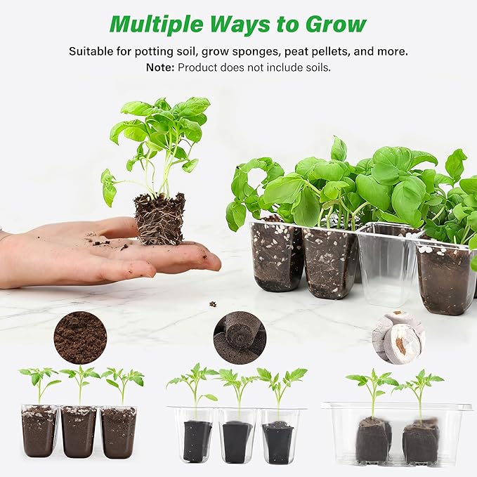 Bonviee 5-Pack Seed Starter Trays for Indoor Germination – Humidity Dome to Regulate Temperature & Humidity, Clear Tray for Root Observation, Drain Holes to Prevent Overwatering (5 Packs, Clear) BonvieeDirect