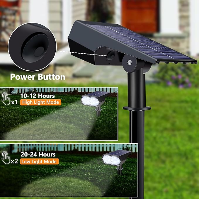 LYHOPE Solar Spot Light Outdoor, 49 LED Lights for Outside, 2 Modes Solar Powered Spotlights, Waterproof Pathway Light for Garden Yard Walkway Driveway Landscape Decorations (4 Pack-Cool White) LYHOPE