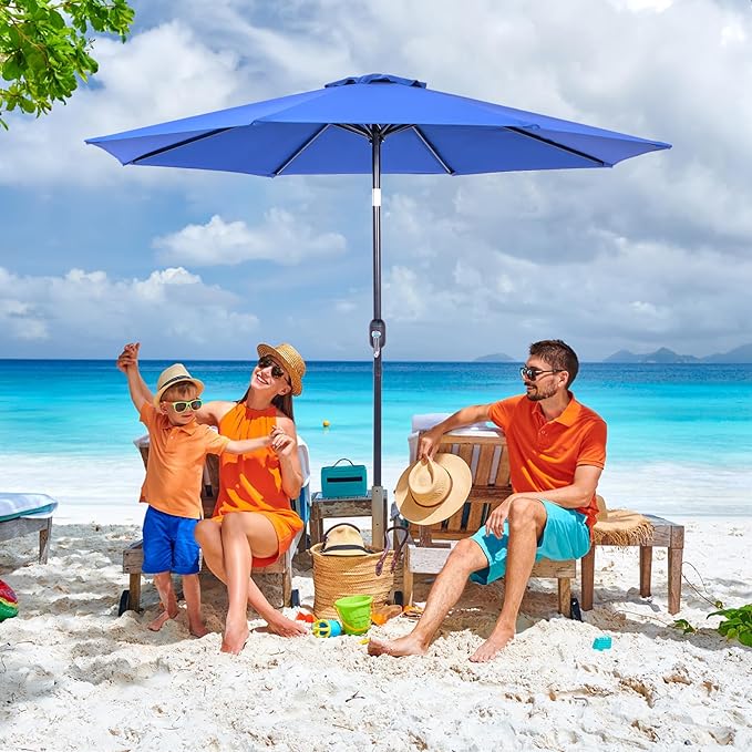 Backyard Expressions 9 ft. Patio Umbrella, Market Table Umbrella w/Tilt and Crank, 8 Ribs BackyardExpressions