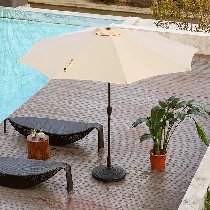 wikiwiki 80 Lbs Round Weighted Patio Umbrella Base, Free Standing Heavy Duty Base Water & Sand Filled Plastic Round Umbrella Base (Charcoal) WikiwikiPatioUmbrellas
