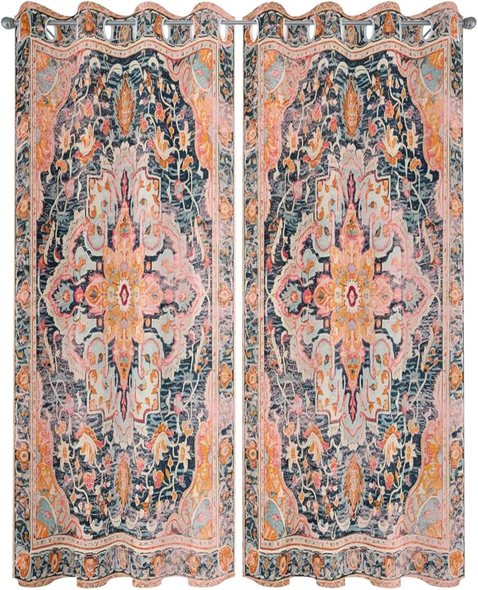 Rustic Boho Outdoor Curtains for Patio Waterproof, Grommet Privacy Curtain Drapes Weatherproof Outside Curtains for Porch GazeboPergola Cabana 2 Panel 54x108inch Ethnic Turkish Floral Geometric Rootora