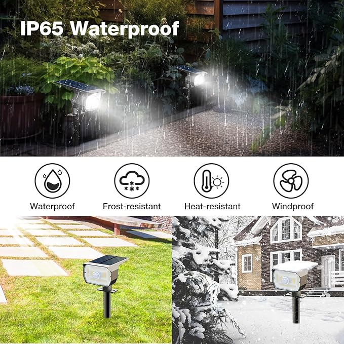 nipify Solar Spot Lights Outdoor Motion Sensor with 3 Modes, [ 12 Pack/56 LED ] Solar Spotlights Outdoor Waterproof 2-in-1 Auto On/Off Landscape Lighting for Outside Yard Wall Garden Path,Cool White Nipify