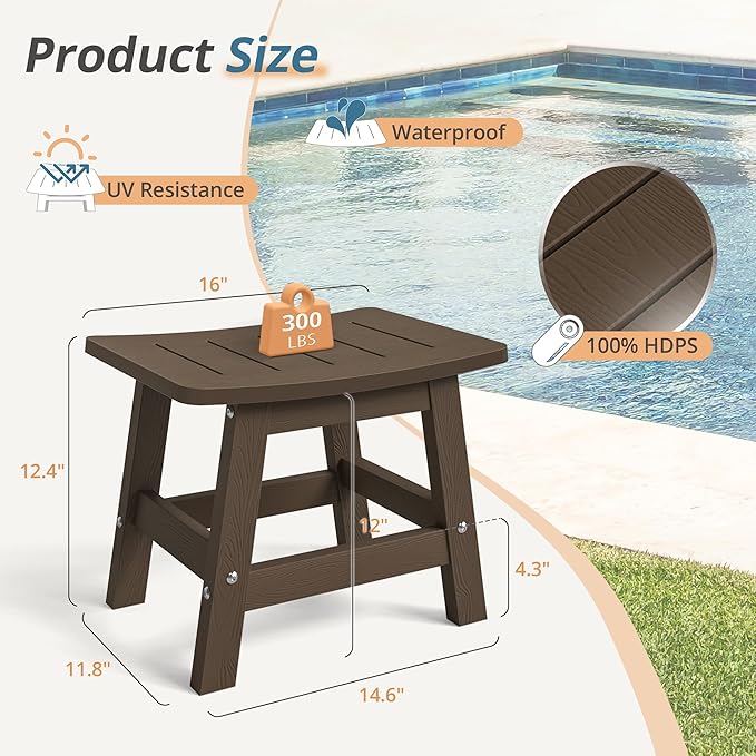 LUE BONA Outdoor Adirondack Ottomans, Footrest Footstool Set of 2, Outdoor Foot Rest for Patio, HDPS All Weather Waterproof Footrest Footstool for Adirondack Chair, Dark Brown LUEBONA