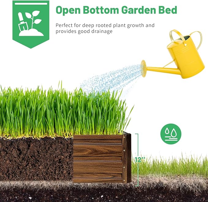 SnugNiture 2 Pcs 6x3x1FT Raised Garden Bed Galvanized Planter Garden Boxes Outdoor, Deep Root Planter Raised Bed for Vegetables Flowers Herbs,Brown snugniture