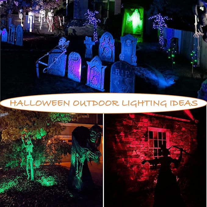 APONUO Christmas Solar Spot Lights Outdoor Color Changing,2 Colors Modes Metal Solar Landscape Lighting RGB Spotlights Waterproof 6-in-1 Wall Lamp for Patio, Pathway, Yard, Garden, Holiday Decoration APONUO
