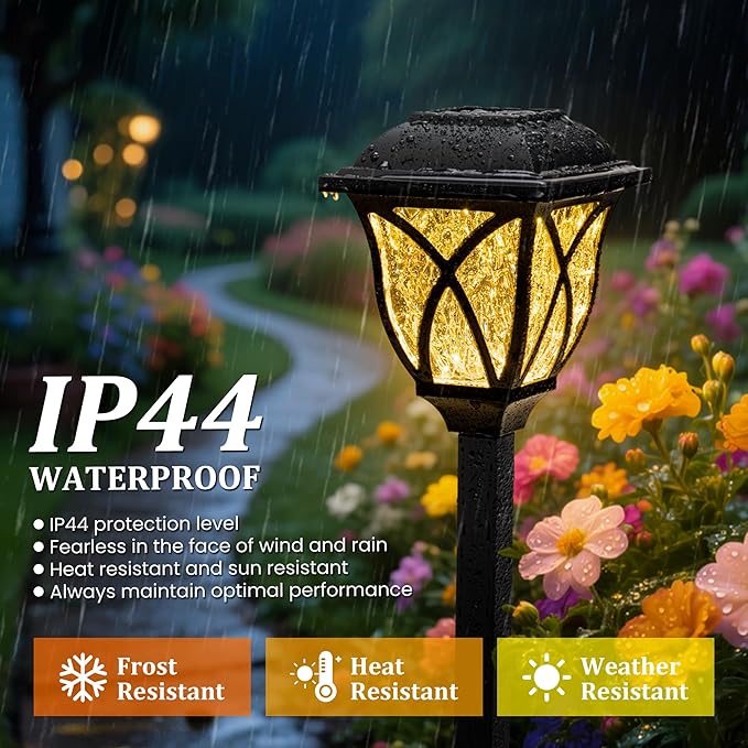 GIGALUMI 8 Pack Solar Lights Outdoor Waterproof, LED Solar Garden Lights, Outdoor Decorations, Garden Decor for Yard, Patio, Landscape, Planter, Walkway (Warm White) GIGALUMI