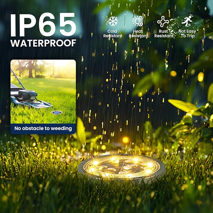 SOLPEX 16 Pack Solar Ground Lights Outdoor Waterproof, Solar Powered Pathway Lights, Landscape Lighting for Garden Walkway Driveway Backyard Decor (Warm White) Solpex
